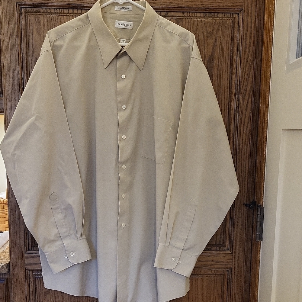 Van Heusen Men's Beige Shirt.  Size 19 34/35